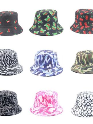Купить 20 Bucket Hats Printed Fisherman Unisex Spring and Summer Outdoor Sunshade Double-sided Basin Panama Q0811