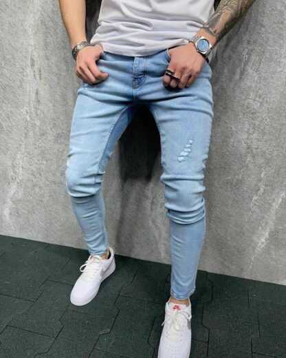 Купить high quality Denim jeans pantalones casual frayed slim fit pantaloni mens jean wholesale denims pants trouser man clothing Skinny pant panta