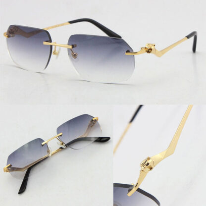 Купить Wholesale Rimless Unisex Fashion Leopard Series Sunglasses Metal driving glasses High Quality Designer UV400 3.0 Thickness Frameless Diamond