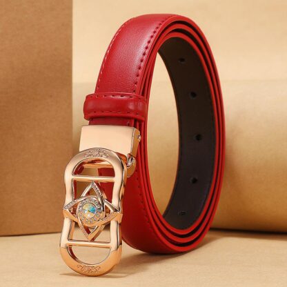 Купить New product Belts Fashion For Women Automatic Animal Buckle Corset Belt Luxury Cinturon Mujer Elastic Cow Skin Strap Cummerbunds Femme Jeans