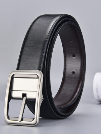Купить Leather Business Needle Square Buckle Simple Single Clip Leisure Double Side Cowhide Men's Trouser Belt