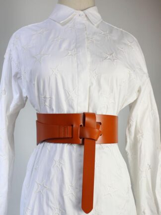 Купить Belts Luxury Wide Long Cow Leather Waist Belt Women Irregular Self-tie Dress Corset Strap 2021 Autumn Genuine Cinture