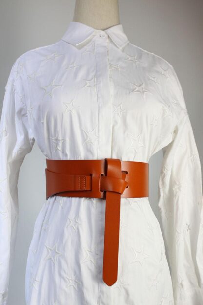 Купить Belts Luxury Wide Long Cow Leather Waist Belt Women Irregular Self-tie Dress Corset Strap 2021 Autumn Genuine Cinture