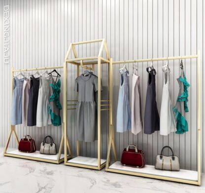 Купить Clothing store display racks Commercial Furniture floor type men's and women's cloth shop side hanging clothes rack combination