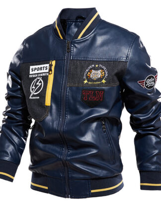 Купить Mens Baseball Faux Leather Jacket Sheepskin lining jackets Varsity Letterman coat