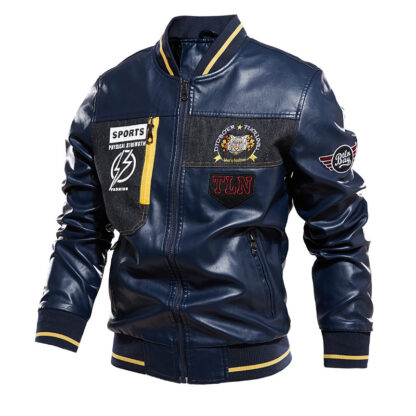 Купить Mens Baseball Faux Leather Jacket Sheepskin lining jackets Varsity Letterman coat