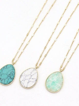 Купить Beautiful Design Women Natural White Turquoise Green Stone Pendant Necklace