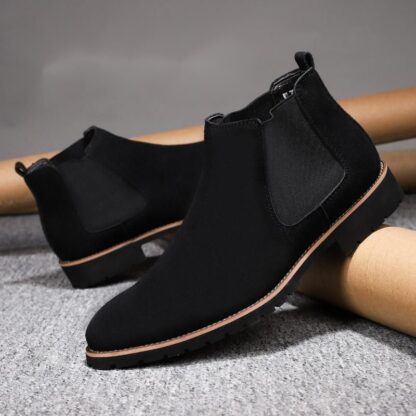 Купить Chelsea Boots Men Shoes Faux Suede Casual Outdoors Fashion Classic Comfortable Botines Ankle Spring Autumn Lace Up Simplicity Solid Round Toe DH663