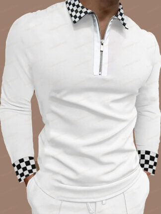 Купить Mens Polo Shirt T-shirt Designer Clothes Spring autumn europe size Solid shirt Fashion Long sleeve Plaid Polos zipper stripe top Clothing