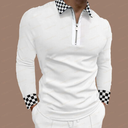 Купить Mens Polo Shirt T-shirt Designer Clothes Spring autumn europe size Solid shirt Fashion Long sleeve Plaid Polos zipper stripe top Clothing