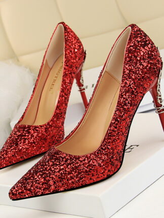 Купить Luxury High Heel Women Leather Dress Shoes Designer Black Stiletto Heels Shoe Women Wedding Party 34-40 9219-12