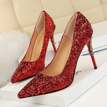 Купить Luxury High Heel Women Leather Dress Shoes Designer Black Stiletto Heels Shoe Women Wedding Party 34-40 9219-12