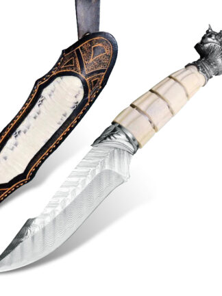 Купить Damascus Steel Hunting Knives Camping Knife Antler Handle Fixed Blade Outdoor Survival Military Tactical Combat Knife Adventure Jungle Knifes Tools