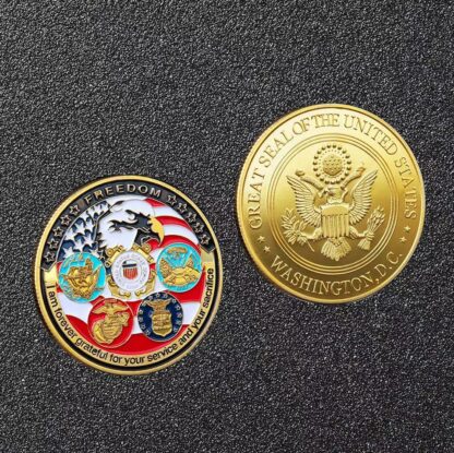 Купить 20PCS Non Magnetic Crafts USA Navy USAF USMC Army Coast Guard Freedom Eagle 24K Gold Plate Rare Challenge Coin Collection