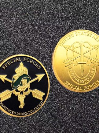 Купить 20pcs Non Magnetic Crafts US Army Special Forces Green Beret Motivated Dedicated Lethal 24k Gold Plated Challenge Coin