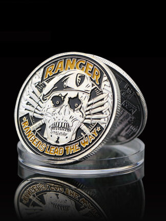 Купить 20pcs Non Magnetic 1775 USA Department Of Army Ranger Lead Craft The Way Skull Silver Plated Challenge Coin