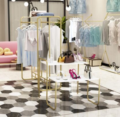Купить Clothing store display rack Commercial Furniture floor type children's cloth racks bag shoes high and low table cosmetics cabinet water tables