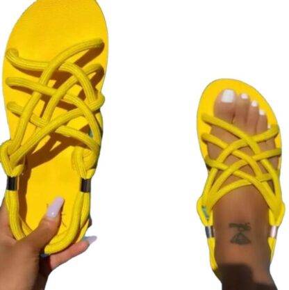 Купить Women Slippers Sandals Flats Beach-Shoes Summer Footwear Open-Toe Flat-Bottom-Out Female