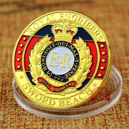 Купить 50pcs Non Magnetic 1944 ER Royal Engineers D-Day Sword Beach HR Special Customized Gold Plated Craft Souvenir Metal Challenge Coin Collection