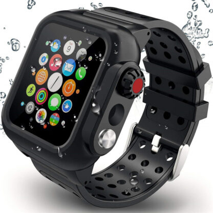 Купить Waterproof Rugged Case with Silicone Band for Apple Watch Series SE 6 5 4 3 for iWatch 38/42/40/44mm Strap Screen Protect Cover
