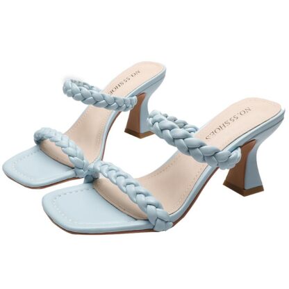 Купить Sexy Flat slides Lido Sandals Woven women slippers square mules shoes Ladies Wedding heels Dress 3 color High Quality
