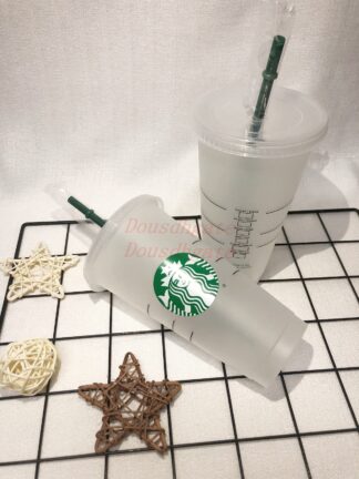 Купить Starbucks 24oz/710ml Plastic Tumbler Reusable Clear Drinking Flat Bottom Cup Pillar Shape Lid Straw Mugs Bardian 50pcs Free DHL 1