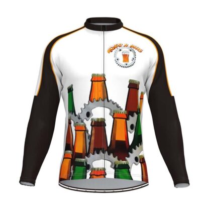 Купить 2021 Retro GEARS & BEERS Spring and Autumn LONG SLEEVE CYCLING JERSEY Blue and White