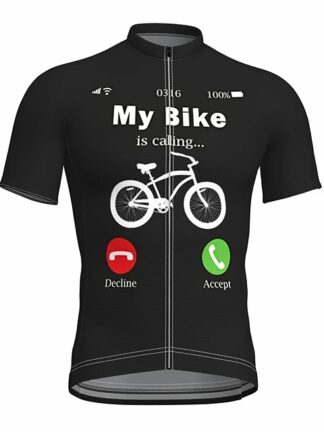 Купить 2021 Men's Short Sleeve Cycling Jersey Summer Spandex Polyester Black Bike Top Quick Dry Moisture Wicking Breathable Sports Clothing Apparel / Athleisure