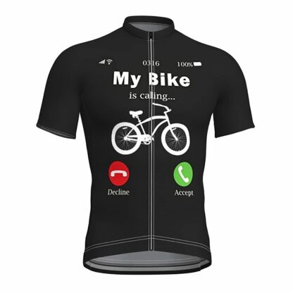 Купить 2021 Men's Short Sleeve Cycling Jersey Summer Spandex Polyester Black Bike Top Quick Dry Moisture Wicking Breathable Sports Clothing Apparel / Athleisure