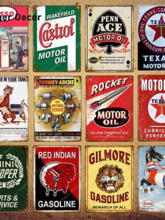 Купить Gilmore Gasoline Decor Esso Castrol Texaco Rocket Motor Oil Metal Poster Vintage Pub Bar Garage Plaque Retro Tin Signs YI-089