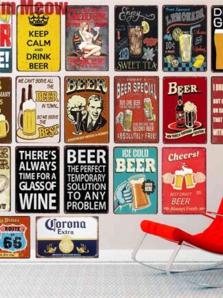 Купить COLD BEER HERE Plaque Vintage Tin Signs Home Bar Pub Decorative Metal Plates Summer Theme Wall Stickers Art Poster N209