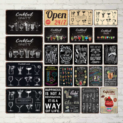 Купить Chalkboard Art Metal Sign Shabby Chic Cocktail Party Tin Wall Music Bar kitchen Shop Restaurant Decoration 30X20CMa