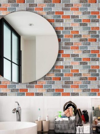 Купить Art3d 30x30cm 3D Wall Stickers Self-adhesive Peel and Stick Backsplash Tile Faux Stone Mosaic for Kitchen Bathroom
