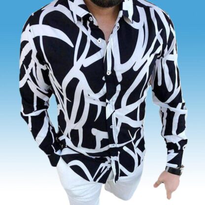 Купить autumn spring man dress shirt blusa stripy print blouse long sleeve oversized 3XL t shirts hippie Leopard men tops