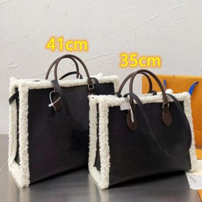 Купить Teddy Winter Totes Plush Shopping Bag Large Capacity Package Wool Shoulder Bags Embroidery Letter Fur Handbags