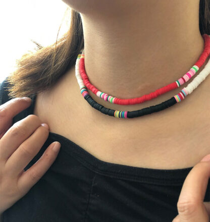 Купить Fancy Polymer Clay Disc Bead Bohemian Rainbow Heishi Beads Necklace Jewelry Boho Colorful Jewellery For Ladies