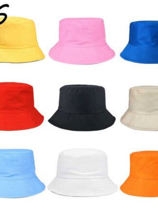 Купить Cotton Bucket Hats Women Summer Sunscreen Panama Hat for Men Unisex Solid Color Drop Shipping Outdoor Fisherman Hat Beach Cap Q0811
