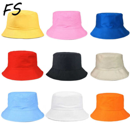 Купить Cotton Bucket Hats Women Summer Sunscreen Panama Hat for Men Unisex Solid Color Drop Shipping Outdoor Fisherman Hat Beach Cap Q0811