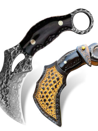 Купить Forged Damascus steel karambits knife tactical fighting tool outdoor camping self-defense hunting fishing knife survival multi-purpose cutting tool EDC knives