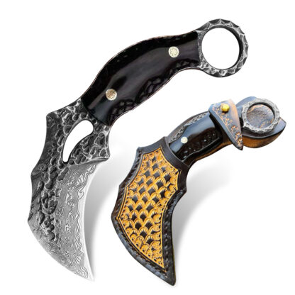 Купить Forged Damascus steel karambits knife tactical fighting tool outdoor camping self-defense hunting fishing knife survival multi-purpose cutting tool EDC knives
