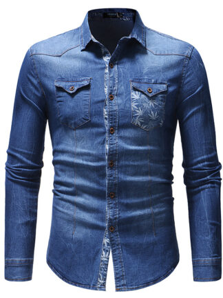 Купить Fashion Print Jeans Jackets Long Sleeve Single Button High Quality Winter Men Denim Cotton Jacket S M L