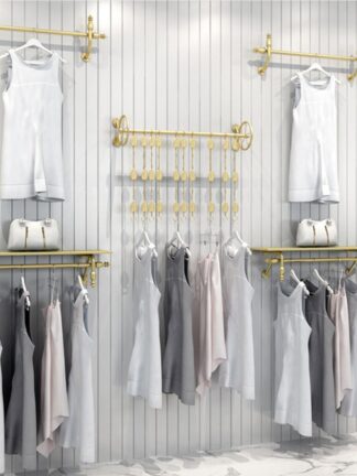 Купить The display rack of clothing store hangs Commercial Furniture children's cloth hang wall hanging clothes racks mall is shelf with gold side