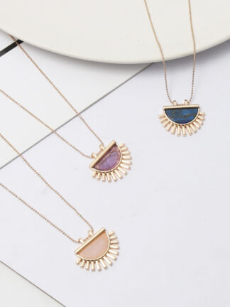 Купить Womens Natural Stone Pendant Pink Crystal Amethyst Lapis Lazuli Necklace