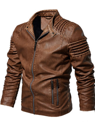 Купить American Europe Wear Plus Size coat Men's PU Leather Sheepskin Lining Coat Warm Jackets Outerwear Winter Coats