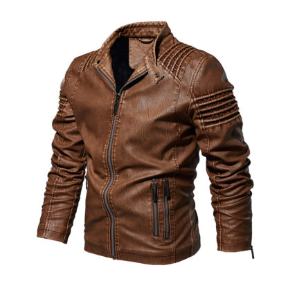 Купить American Europe Wear Plus Size coat Men's PU Leather Sheepskin Lining Coat Warm Jackets Outerwear Winter Coats
