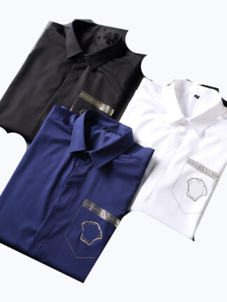 Купить 2021 Luxurys Designers Men's Business Casuals shirt men long sleeve striped slim fit masculina wine social male T-shirts fashion checked M-3XL#24