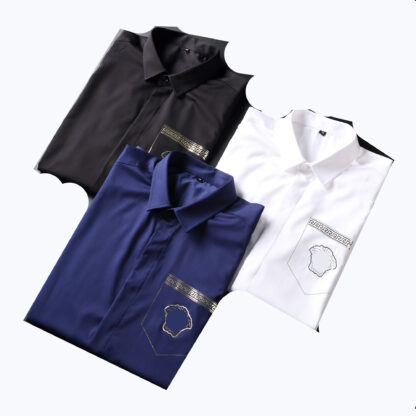 Купить 2021 Luxurys Designers Men's Business Casuals shirt men long sleeve striped slim fit masculina wine social male T-shirts fashion checked M-3XL#24