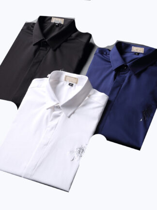Купить 2021 Luxurys Designers Men's Business Casuals shirt men long sleeve striped slim fit masculina wine social male T-shirts fashion checked M-3XL#40