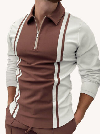 Купить Polo Man Shirt Designer Polos Long Sleeve T-shirt Fashion Style printed Zipper Polyester collar lattice Men Tees Clothes blura pattern mens shirt