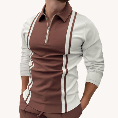 Купить Polo Man Shirt Designer Polos Long Sleeve T-shirt Fashion Style printed Zipper Polyester collar lattice Men Tees Clothes blura pattern mens shirt